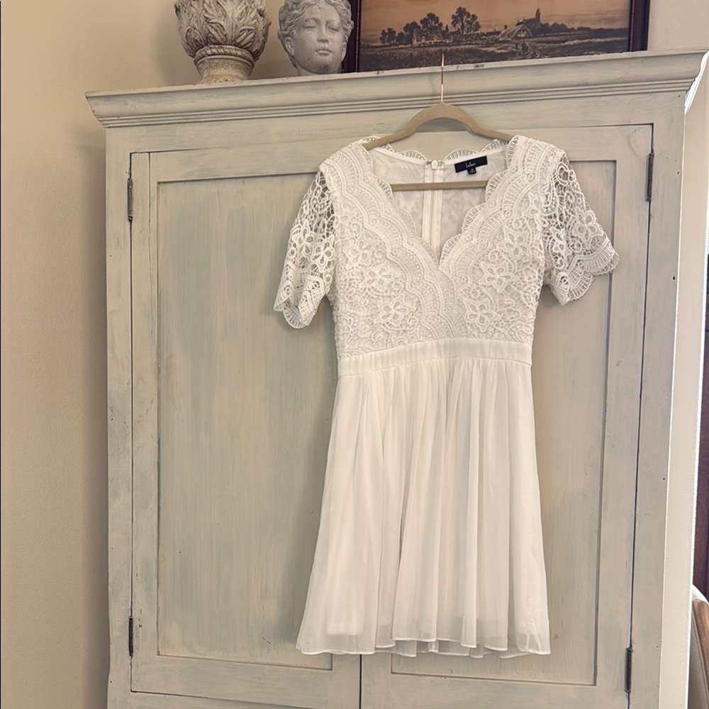 Cute! Lace White Dress Bridal Shower Summer Vacation
